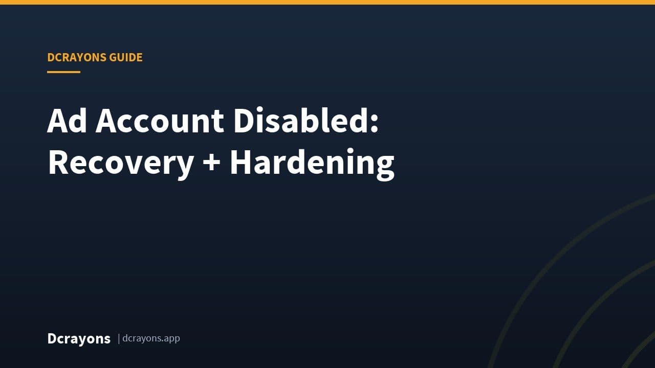 Ad Account Disabled: Recovery + Hardening