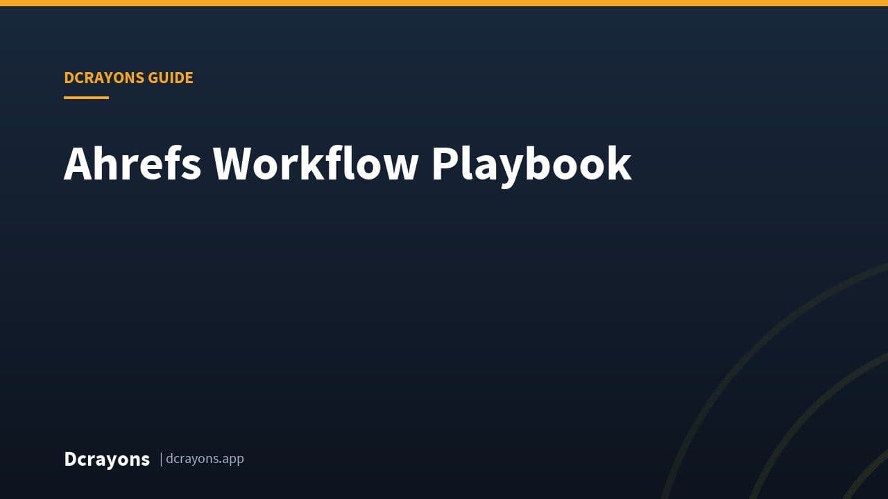 Ahrefs Workflow Playbook