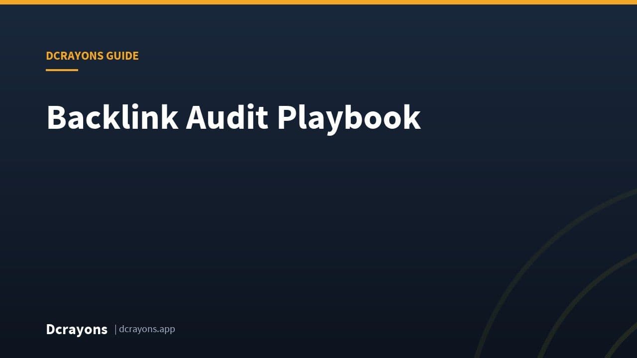Backlink Audit Playbook