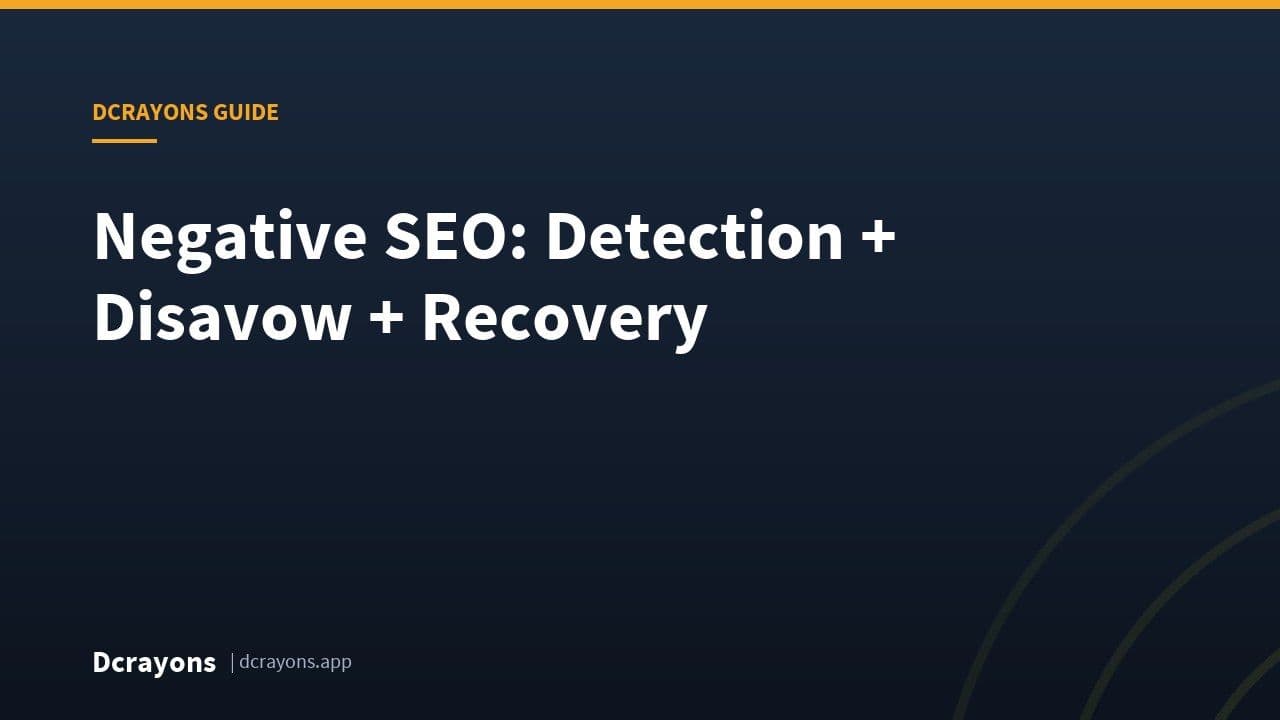 Negative SEO: Detection + Disavow + Recovery