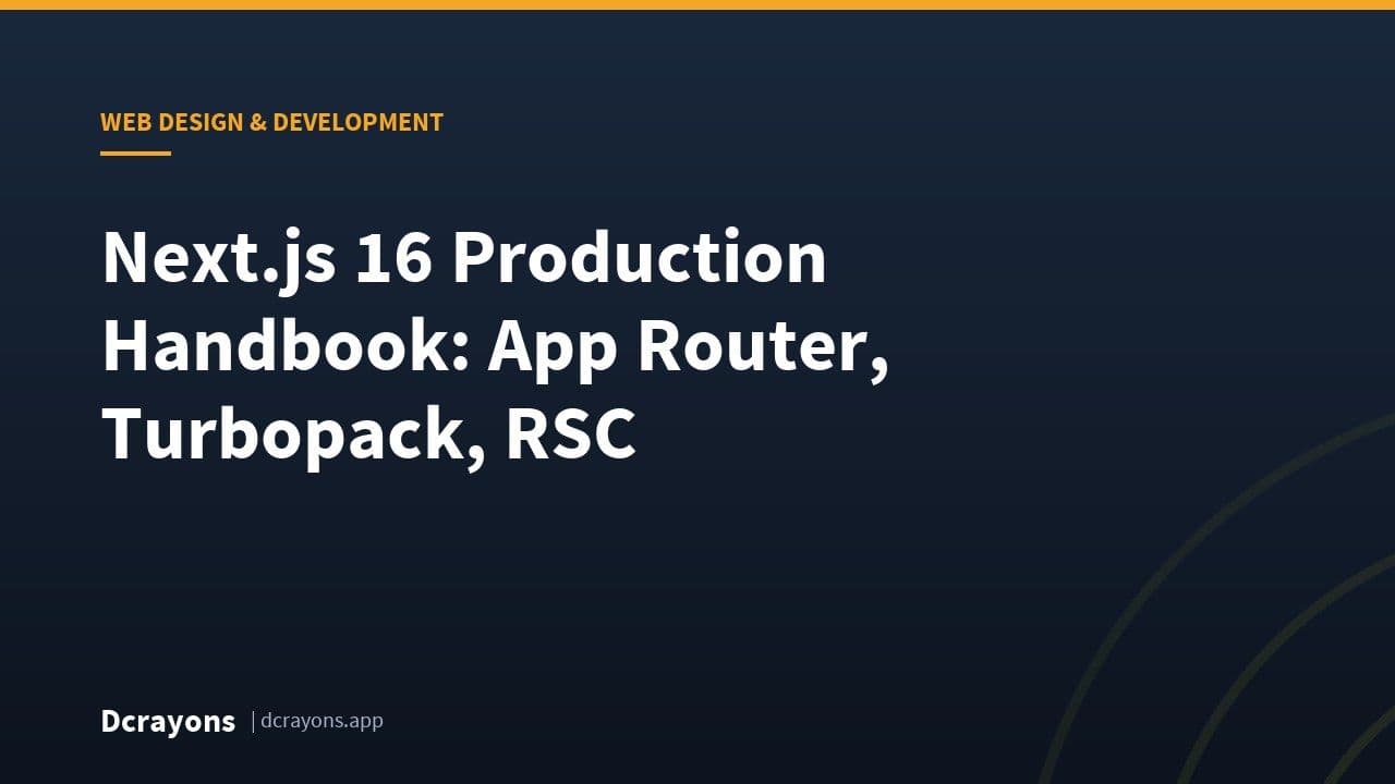 Next.js 16 Production Handbook: App Router, Turbopack, RSC