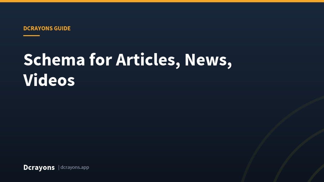 Schema for Articles, News, Videos