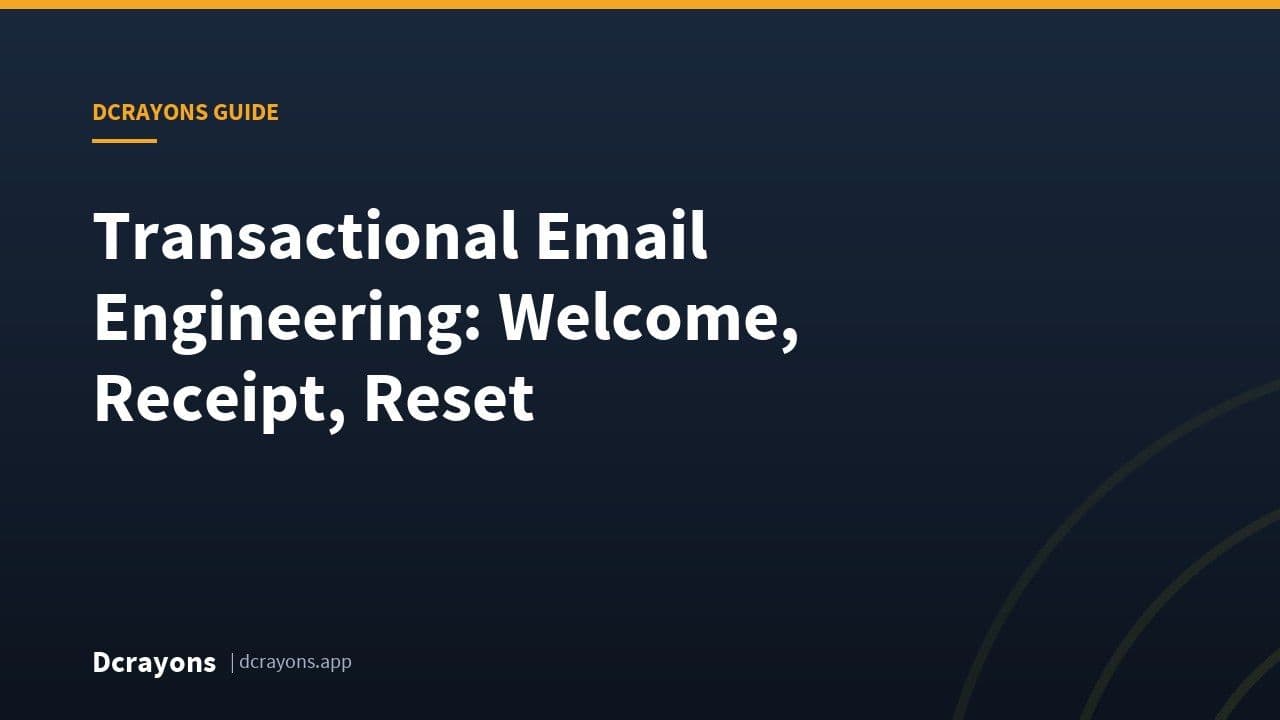 Transactional Email Engineering: Welcome, Receipt, Reset